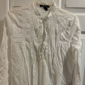 Ralph Lauren Lauren White Button Front Tunic Size L